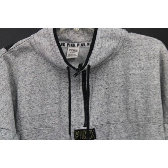 VICTORIA'S SECRET PINK GRAY 1/4 ZIP MOCKNECK SWEATSHIRT SIZE M - Picture 2 of 9